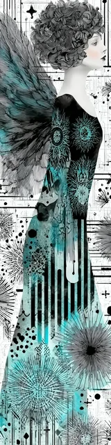 Free angel bookmark featuring full profile view blue and white angel